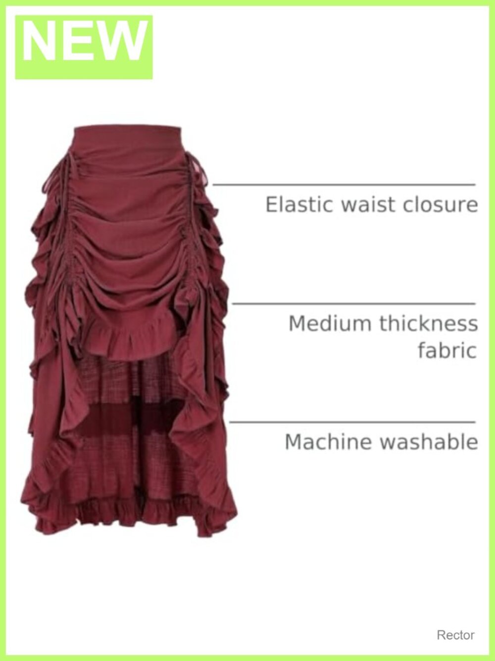 Cotton Linen Renaissance High-Low Drawstring Ruffle Maxi Skirt - Picture 3 of 6